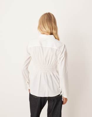 Cotton On Gathered Long Sleeve Shirt In White
