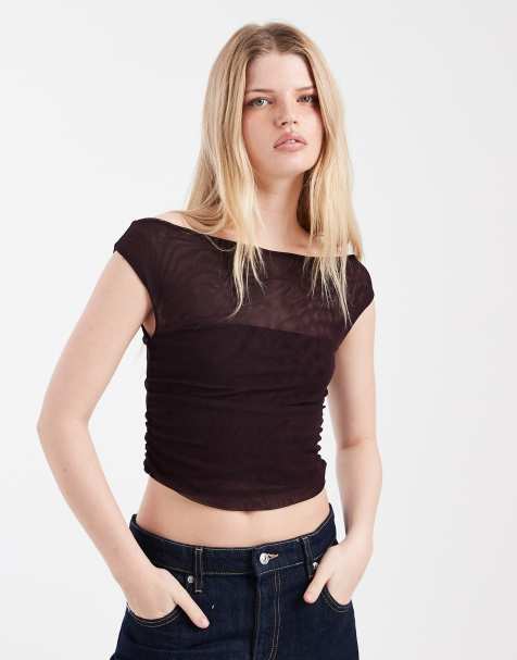 Cotton On gathered off the shoulder top in noble plum - view 1
