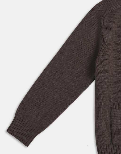 Cotton On gebreid bomberjack met ritssluiting in chocoladebruin, 8 van 9