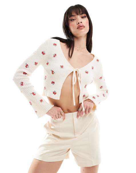 Cotton On - Gebreid vest met gestrikte voorkant en geborduurde kersen - view 1