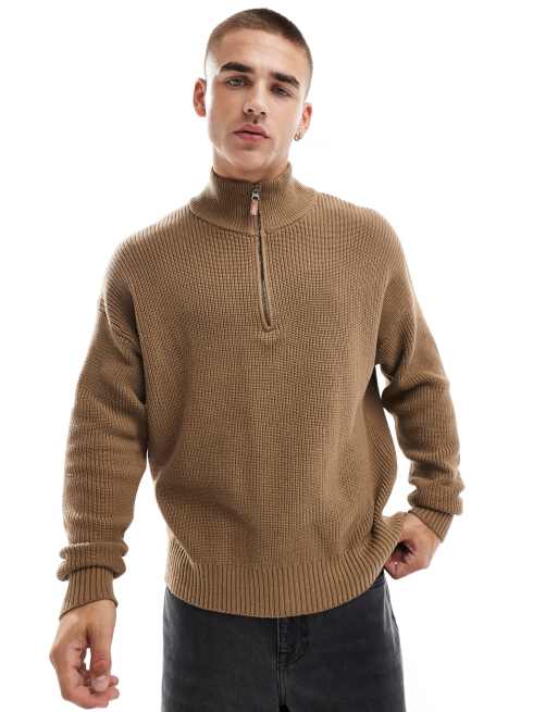 Cotton On - Gebreide polotop met lange mouwen in bruin