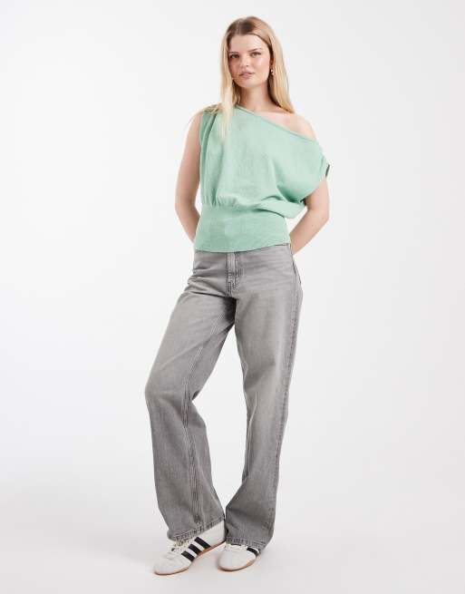 Cotton On - Gebreide top met korte vleermuismouwen en textuur in matcha, 3 van 4