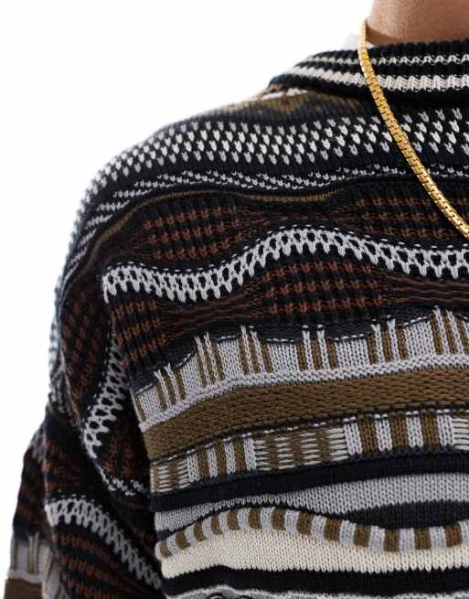 Cotton On - Gemengd gebreide vintage trui in zwart en bruin, 4 van 4