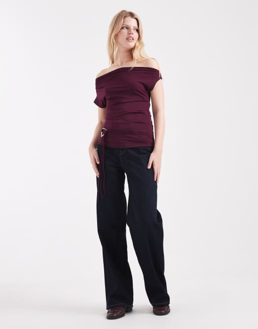 Cotton On – Georgie – Björnbärslila off shoulder-topp med skärp, 2 av 4