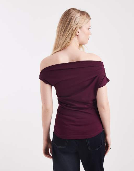 Cotton On – Georgie – Björnbärslila off shoulder-topp med skärp, 4 av 4