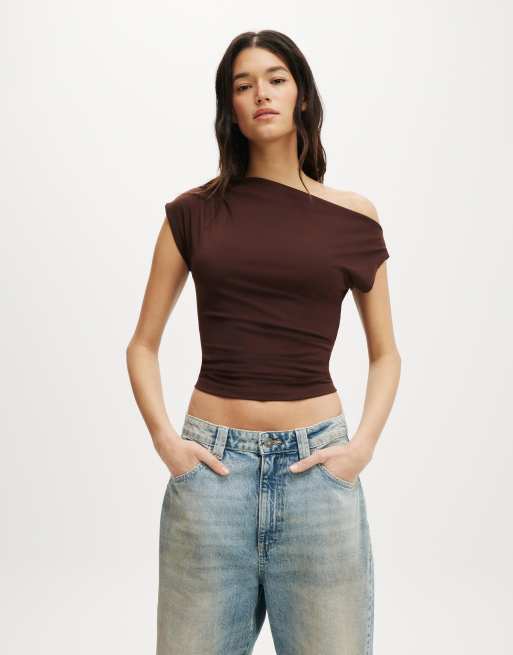 Cotton On Georgie off shoulder short sleeve in brown