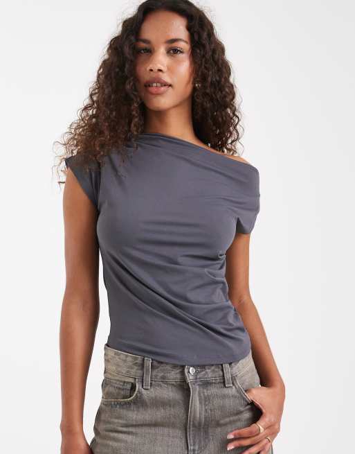 Cotton On - Georgie - Top con spalla scoperte color ombra al chiaro di luna