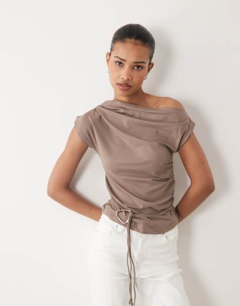 Cotton On georgie top met blote schouders in mokka - view 1