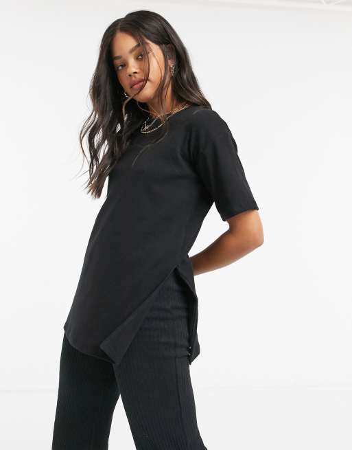Cotton On – Geripptes Oversize-T-Shirt in Schwarz 