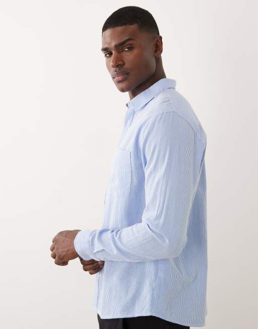 Cotton On - Gestreept overhemd met lange mouwen en textuur in blauw, 5 van 5