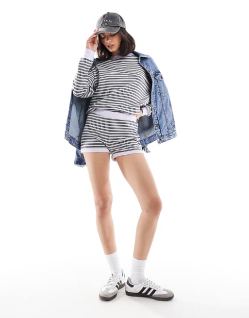 Cotton On - Gestreepte lounge-boyshort in zwart en grijs, deel van co-ord set , 4 van 5