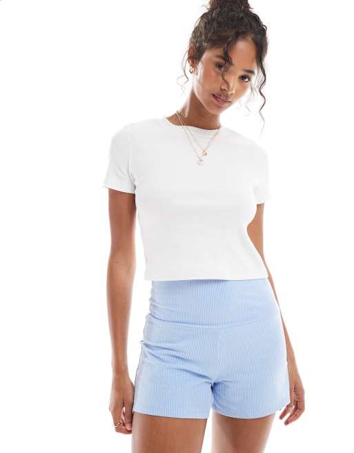 Cotton On - Gestreepte slaapshort in katrina-blauw
