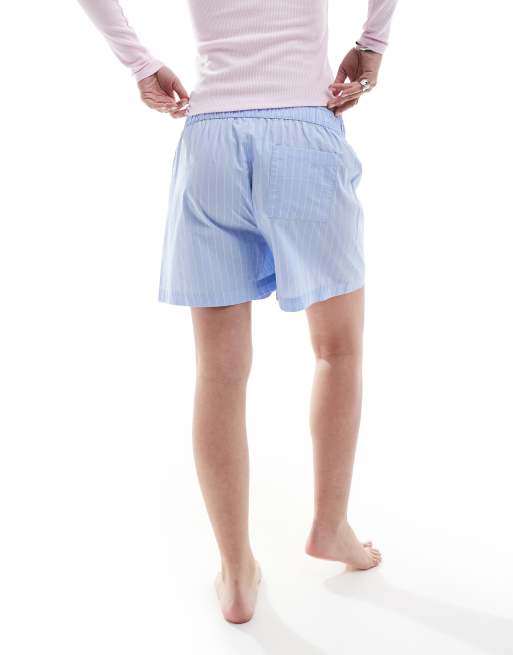 Cotton On – Gestreifte Pyjama-Boxershorts in Blau mit Boyfriend-Schnitt, 3 von 4