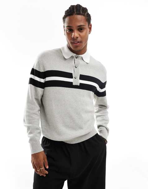 Cotton On – Gestrickter Rugby-Pullover in Grau - view 1