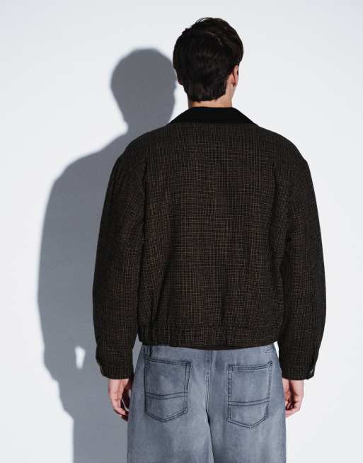 Cotton On giacca harrington ranch a quadri piccoli antracite, 4 di 5