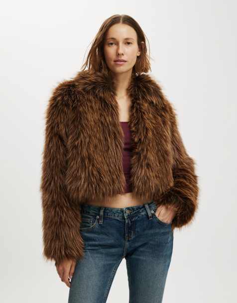 Cotton On Gigi faux fur jacket in brown - view 1