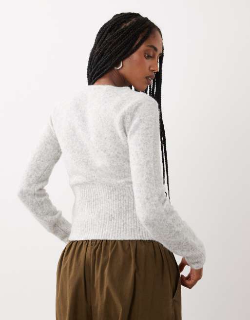 Cotton On - Gilet en maille duveteuse - Gris clair chiné, 4 de 4
