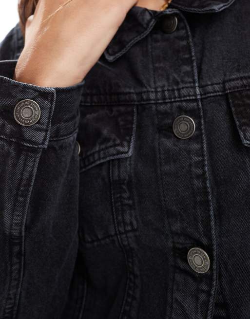 Cotton On girlfriend denim jacket in washed black