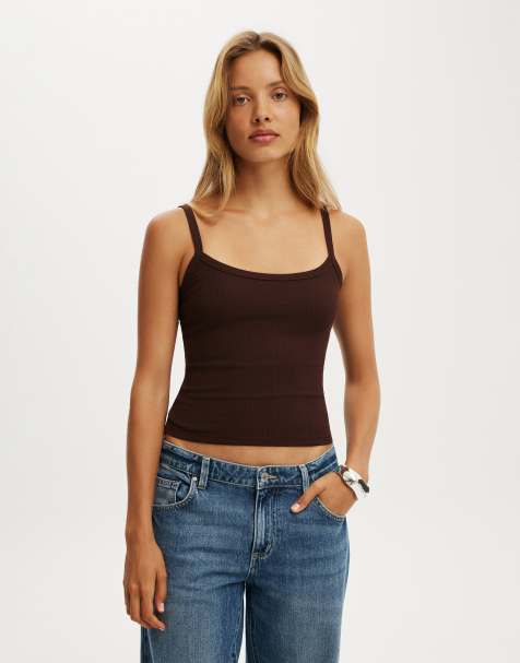 Cotton On Goldie rib scoop cami in brown