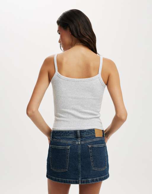 Cotton On Goldie rib scoop cami in grey, 3 of 4