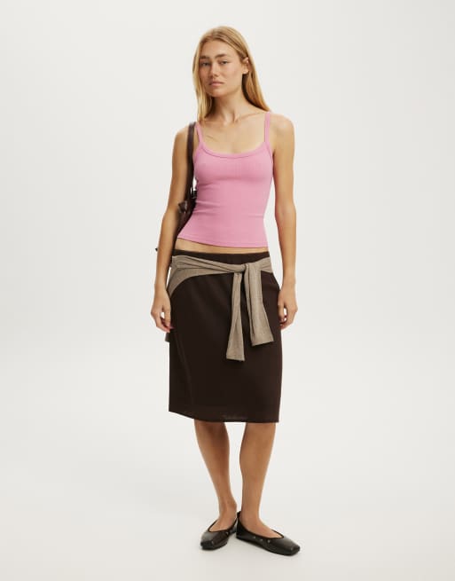 Cotton On Goldie rib scoop cami in pink, 2 of 4