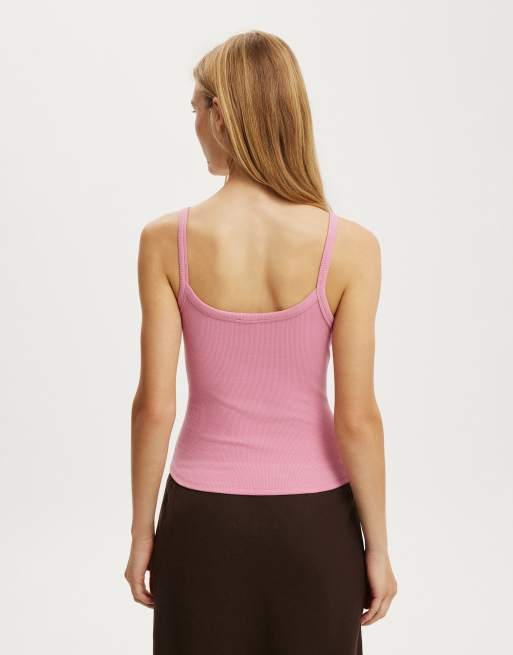 Cotton On Goldie rib scoop cami in pink, 4 of 4