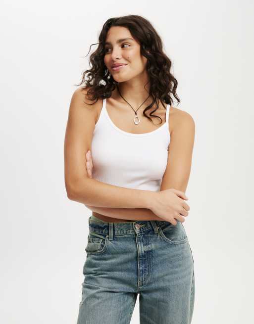 Cotton On Goldie rib scoop cami in white, 4 of 4