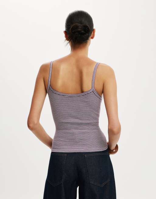 Cotton On Goldie stripe rib scoop cami in multi, 3 of 4
