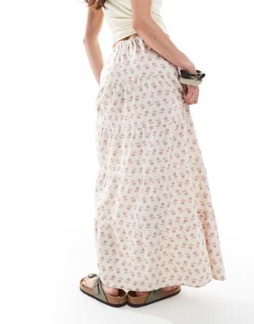Cotton On - Gonna lunga a balze color pietra con motivo cachemire, 2 di 5