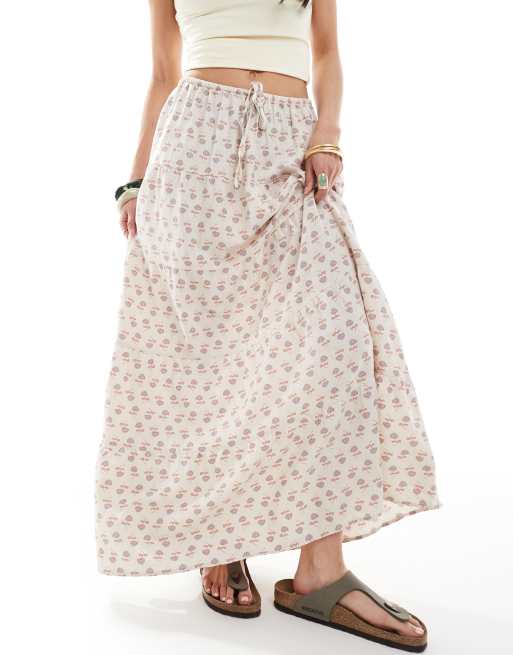 Cotton On - Gonna lunga a balze color pietra con motivo cachemire, 4 di 5