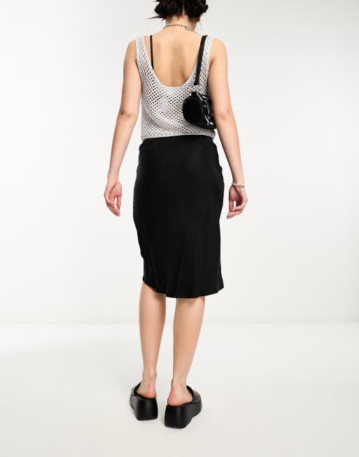 Cotton On Gonna sottoveste nera con finiture in pizzo