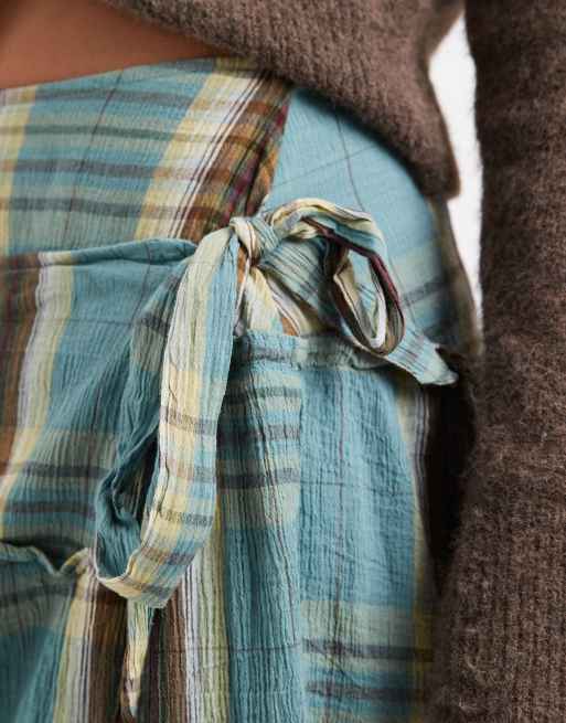 Cotton On gracie wrap midi skirt in multi freddie plaid, 4 of 5