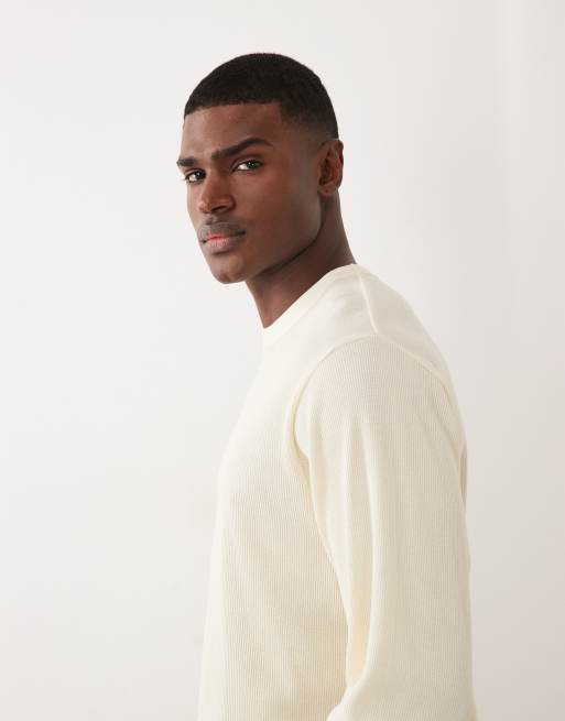 Cotton On – Gräddvit, texturerad topp i kort design med långa ärmar, 4 av 5