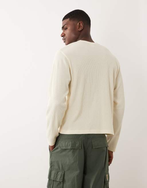 Cotton On – Gräddvit, texturerad topp i kort design med långa ärmar, 5 av 5