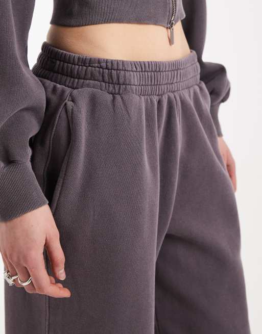 Cotton On - Grålilla joggingbukser med brede ben i fleece, 4 af 5