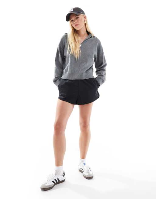 Cotton On - Gråmeleret sweatshirt med halv lynlås i preppy stil, 2 af 4