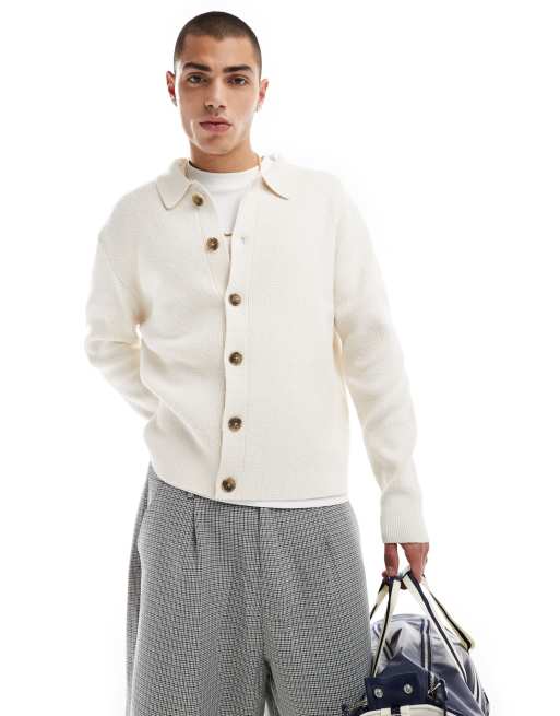 Cotton On - Grandpa - Cardigan in maglia bianco sporco