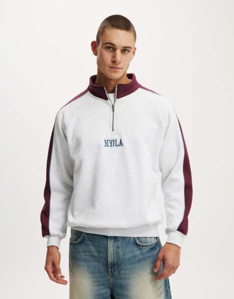 Cotton On Graphic 1/4 zip fleece in grey