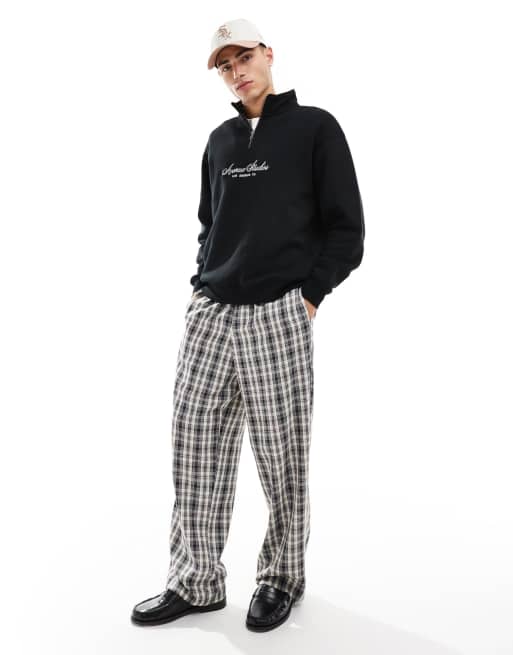 Cotton On graphic detail quarter zip sweatshirt in black | ASOS