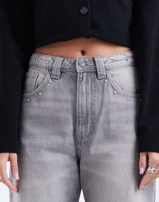 Cotton On – Gråtvättade superbaggy jeans med låg midja och nitar, 5 av 5