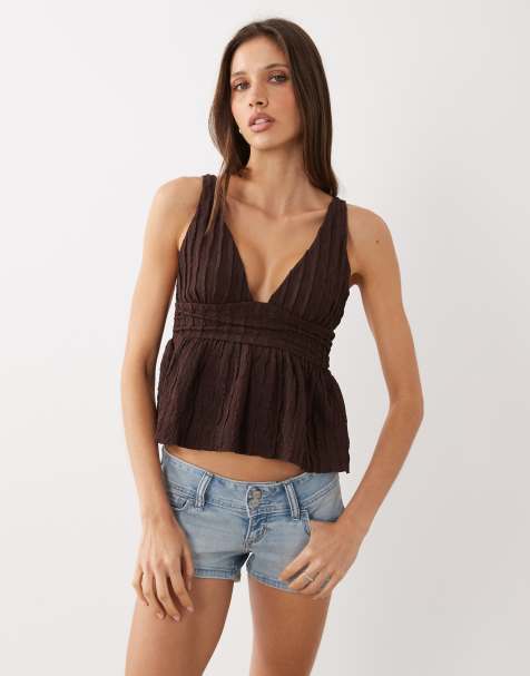 Cotton On Greta babydoll tank in dark oak - view 1