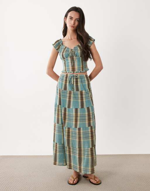 Cotton On - Greta - Blouse met ruches en ruitjes, deel van co-ord set, 2 van 4
