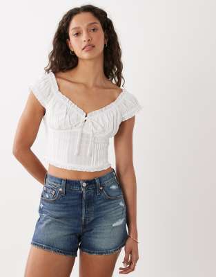 Greta - Bluse in Weiß mit Rüschen Weiß 18