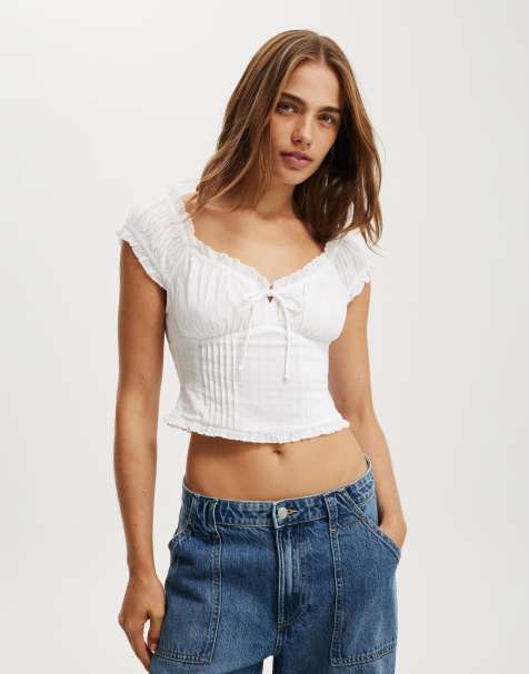 Cotton  On Greta frill sleeve blouse in white - view 1