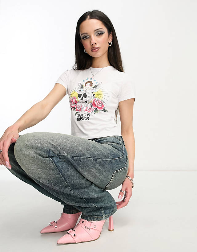 Cotton:On - Cotton On Guns & Roses band tee in white