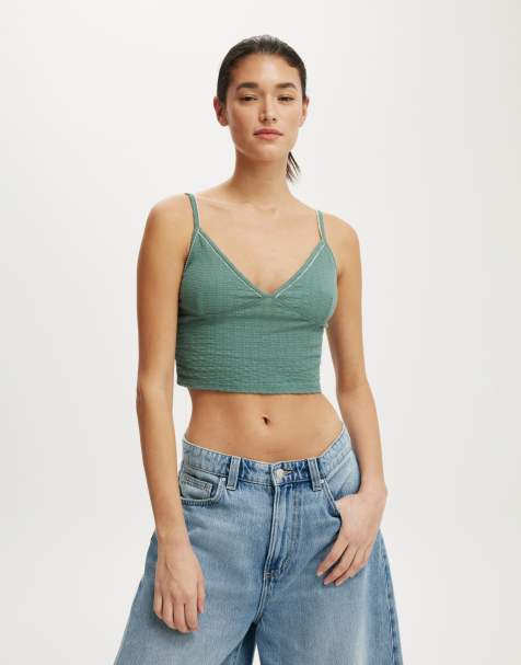 Cotton On Hailey v neck cami in green  - LGREEN - view 1