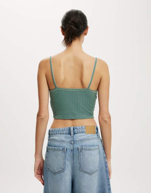 Cotton On Hailey v neck cami in green  - LGREEN, 2 of 3