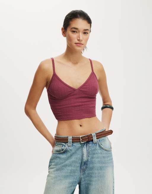 Cotton  On Hailey v neck cami in rich plum/contrast 