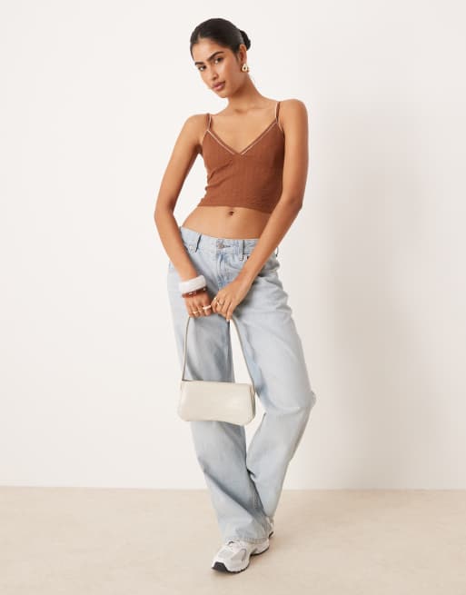 Cotton On Hailey v neck cami in walnut/contrast , 2 of 4