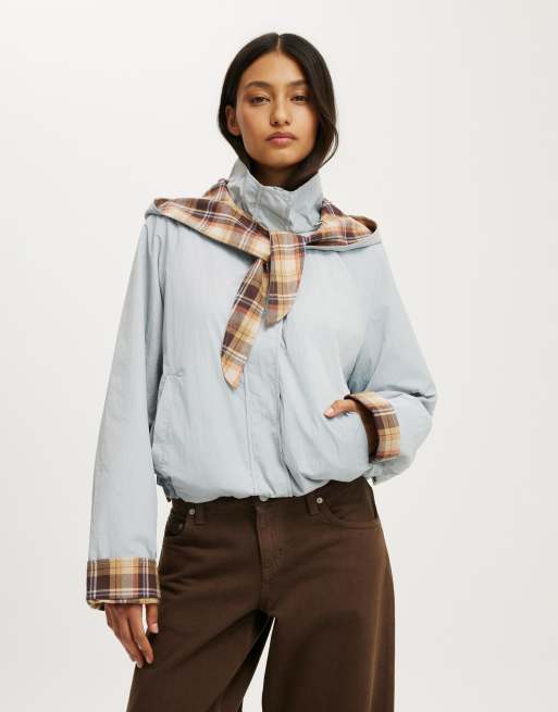 Cotton On Hale hooded spray jacket in blue, 2 of 4
